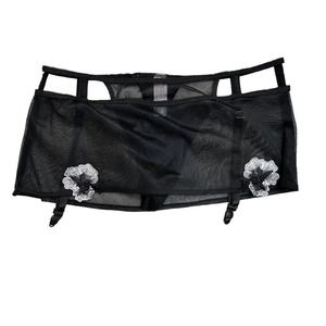 Thalia Sodi Women Garter Belt Embroidered Floral Black White Medium